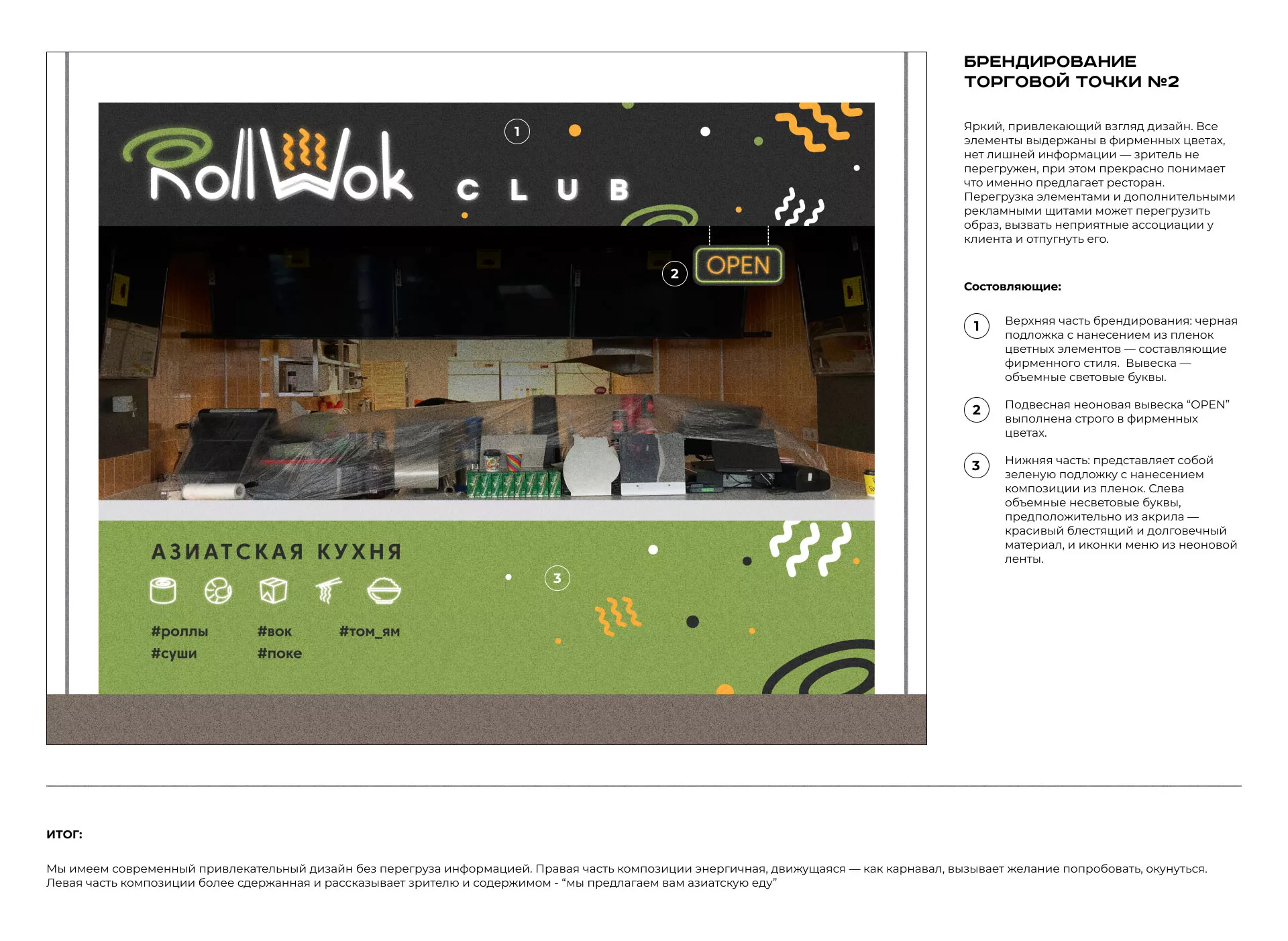 Брендирование торговых точек суши-бара «Roll Wok Club» в Козьмодемьянске